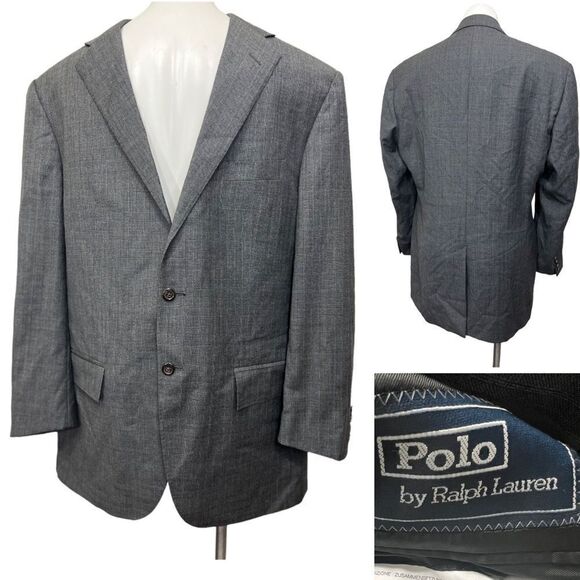 POLO by Ralph Lauren mens 42L virgin wool gray long sleeve sport coat jacket - Picture 1 of 5